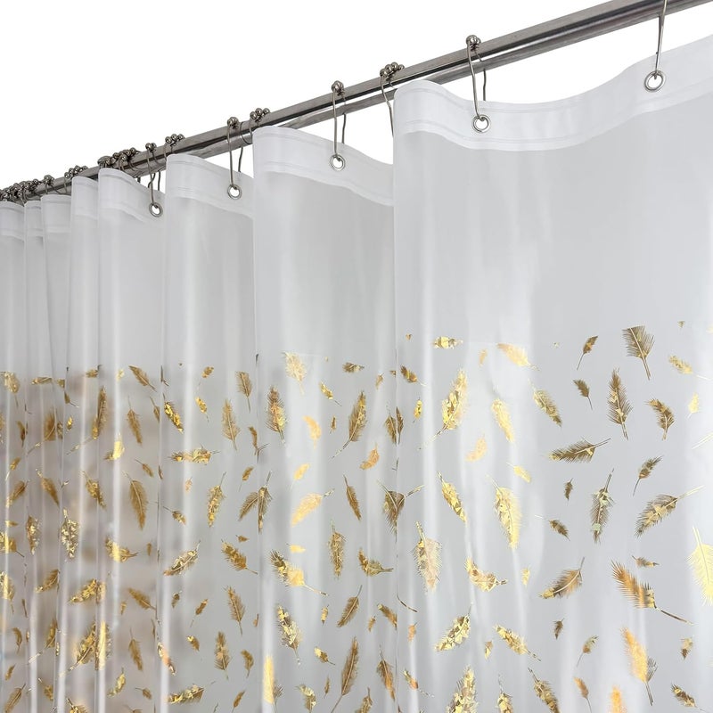 TRIMENGO Plastic Shower Curtain Liner, Waterproof Printed PEVA Shower Curtain with Design, Holographic Feather Pattern, Rustproof Grommets, Standard Size 70x72 Bathtub Curtain for Bathroom (Pack of 1) - Image 1